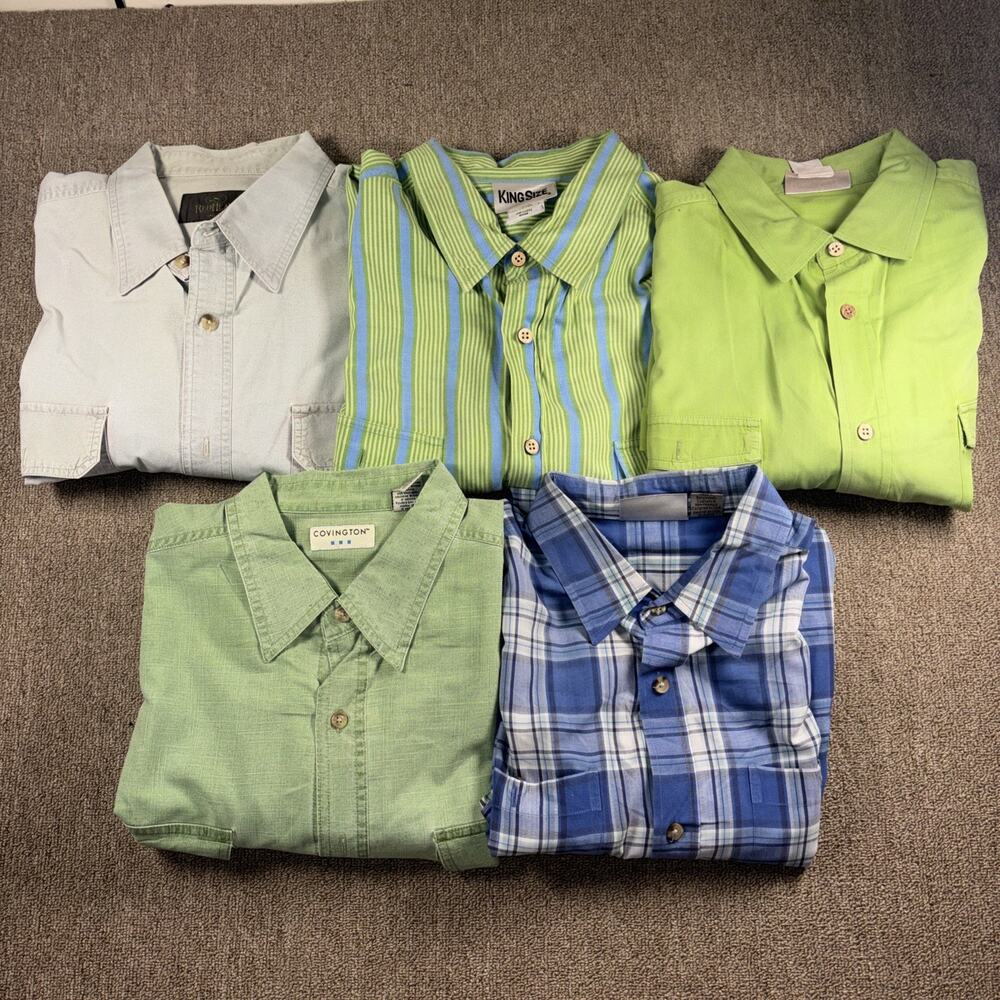Men’s Button Up Short Sleeve Lot XLT 5 Shirts King Size Clean